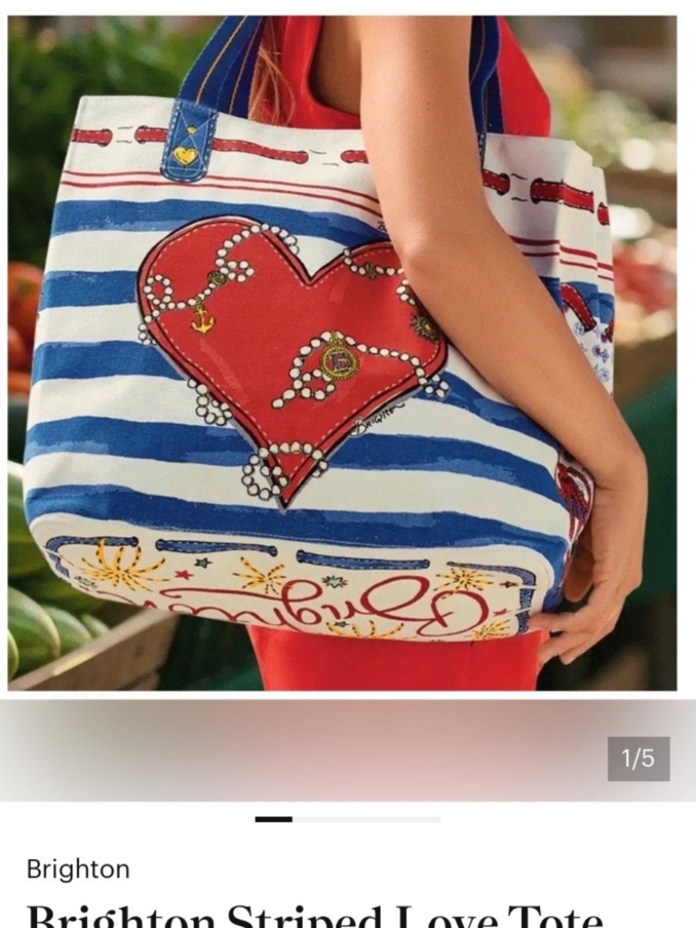 Brighton Striped Love Tote Bag - Picture 4 of 5